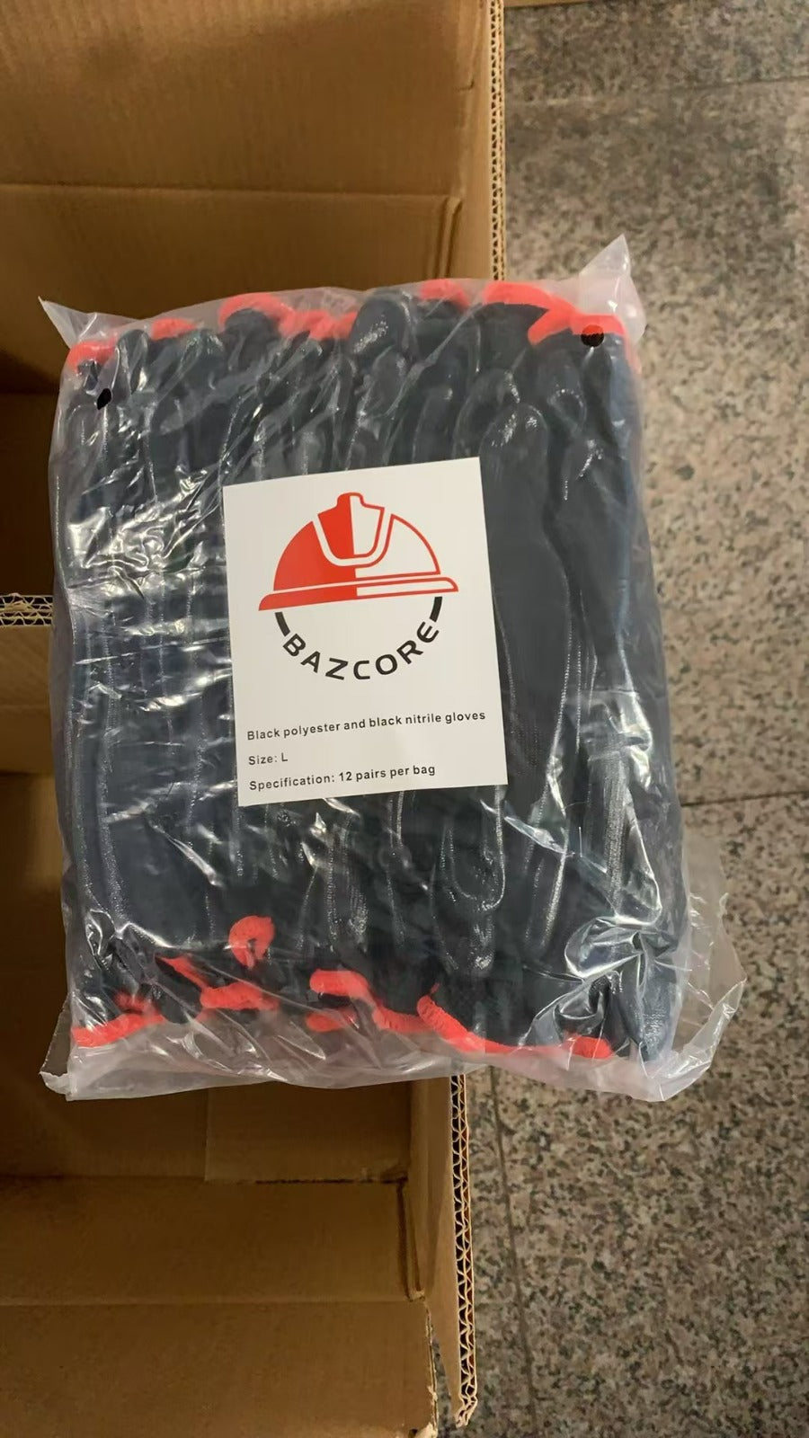 Polyester Nitrile Black Gloves